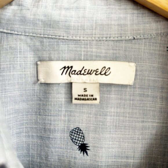 Madewell Shrunken Trapeze Pinneapple Chambray Button Down Shirt Sz S - Picture 8 of 9